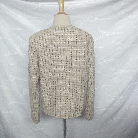 Tory Burch Beige Brown Wool Tweed Blend Coat - Picture 4 of 7